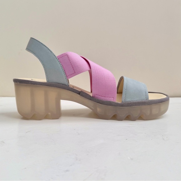 NWT Fly London Taji Sky Blue/Baby Pink Platform Sandals Size EU 40 US 9-9.5 - Picture 7 of 16